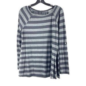 GAP Performance Women's Long Roll-Up Sleeve Black Gray Striped Top Shirt Size S